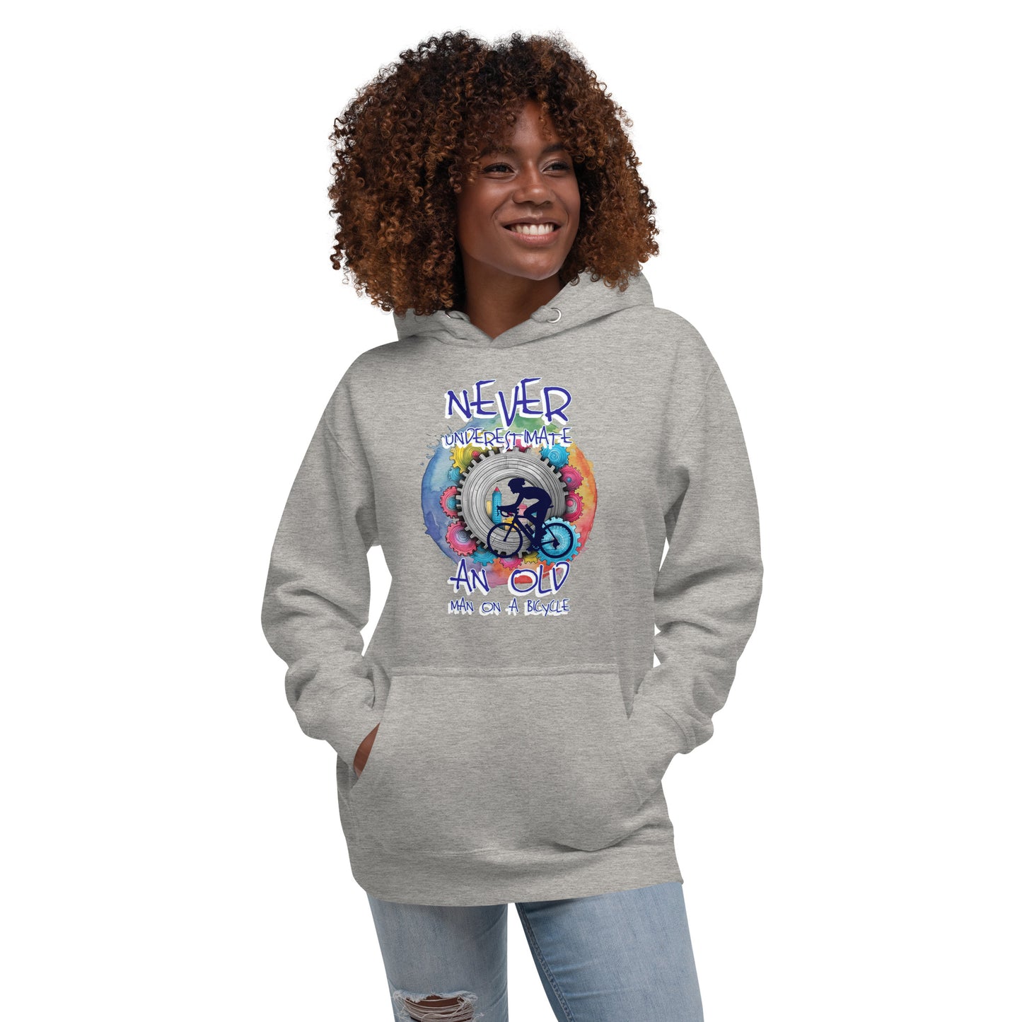 Unisex Never Underestimate an Old Man on a Bike Hoodie
